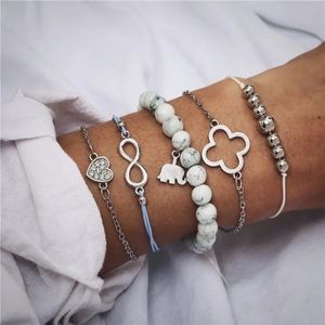 Marble Elephant Love Infinity 5-piece Bracelet Set